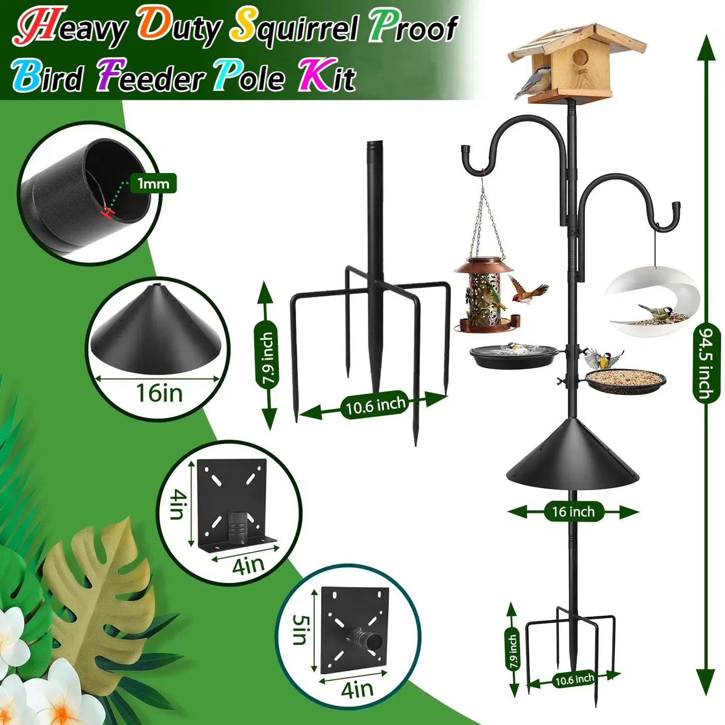 Bird Feeding Station Pole - Squirrel Proof