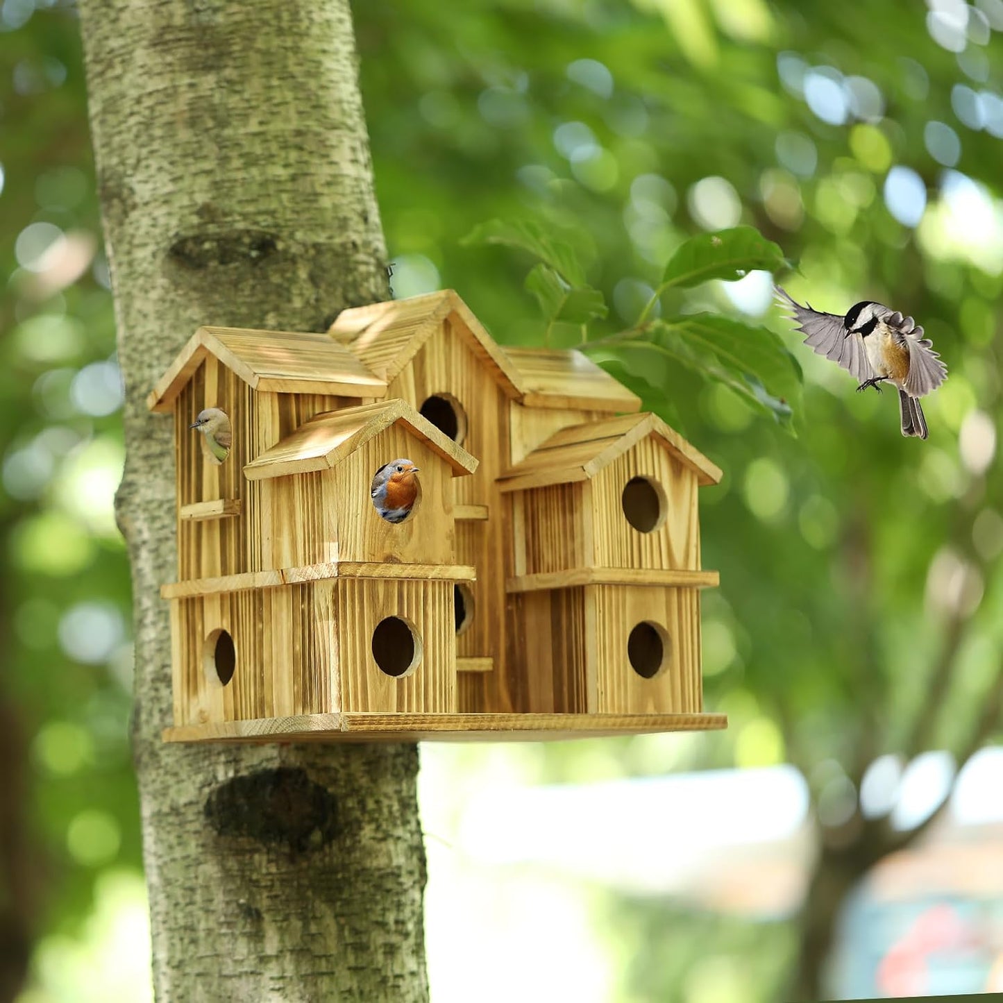 Handmade Large Bird House with 10 Holes