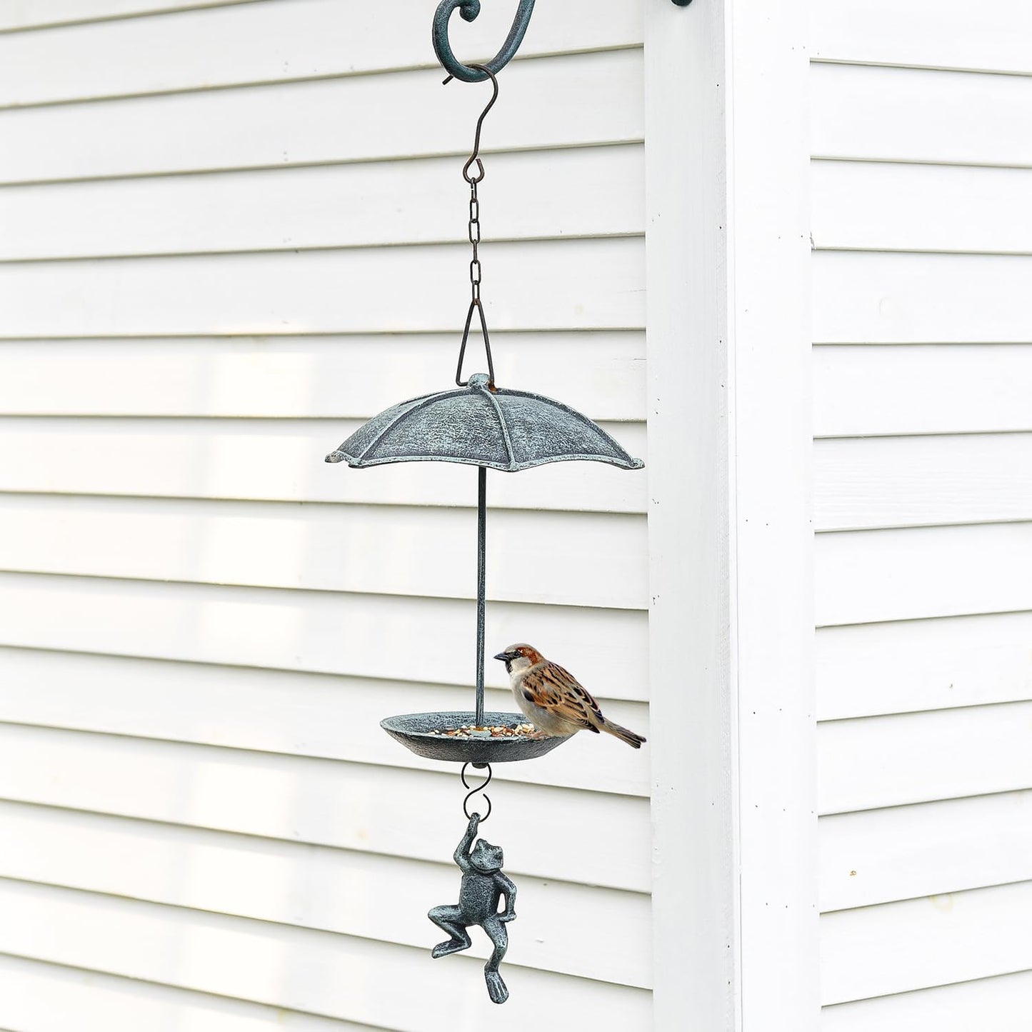 "Hanging Out" Frog Bird Feeder - Cast Iron