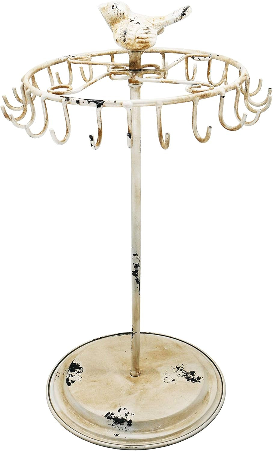 Rustic White Bird Rotating Necklace Holder Bracelet Stand/Jewelry Organizer/Jewelry Tree