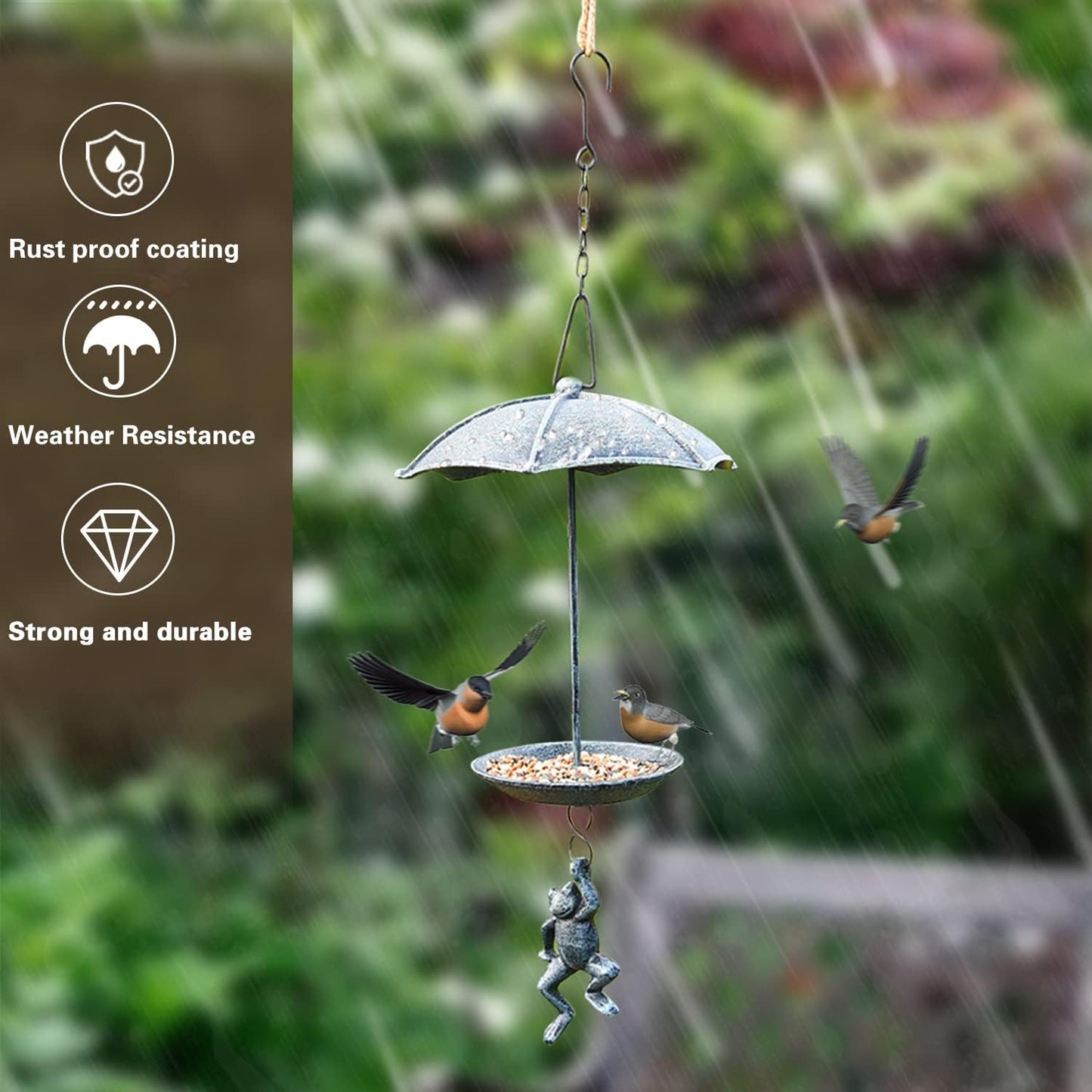 "Hanging Out" Frog Bird Feeder - Cast Iron
