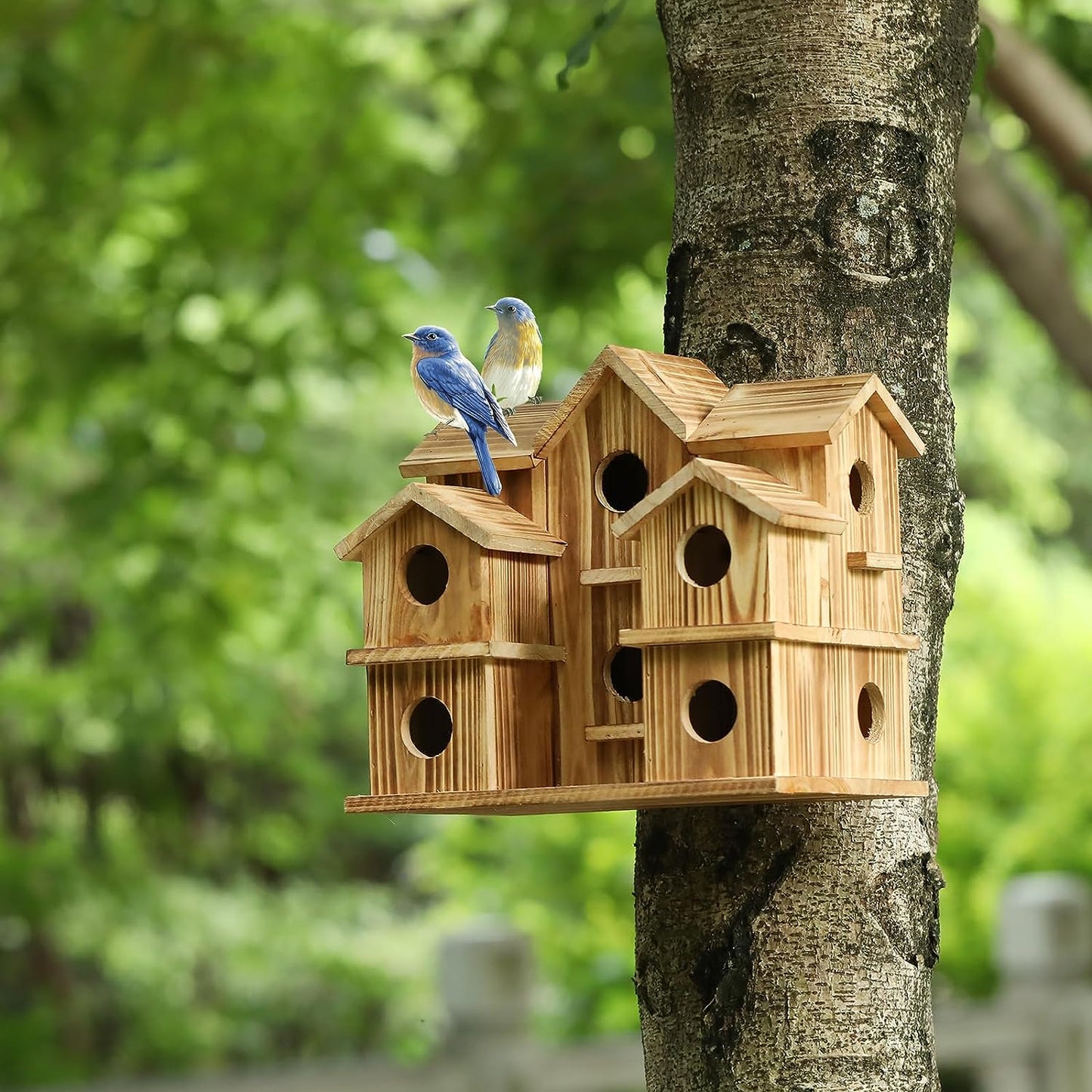 Handmade Large Bird House with 10 Holes