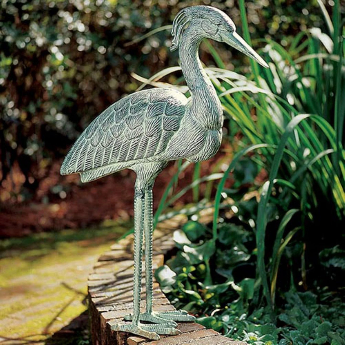 Stately Blue Heron Garden Statue