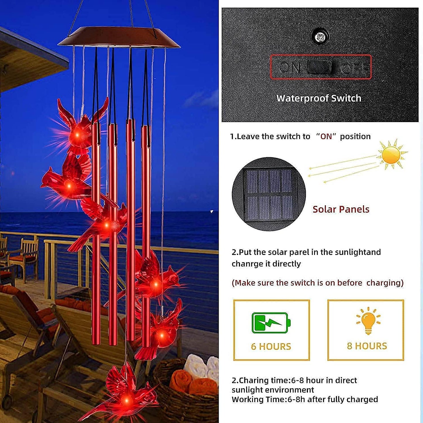 Cardinal Solar Wind Chimes