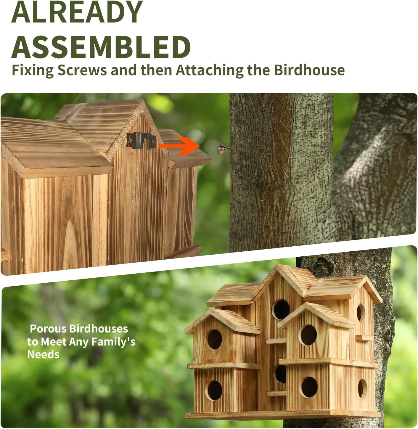 Handmade Large Bird House with 10 Holes