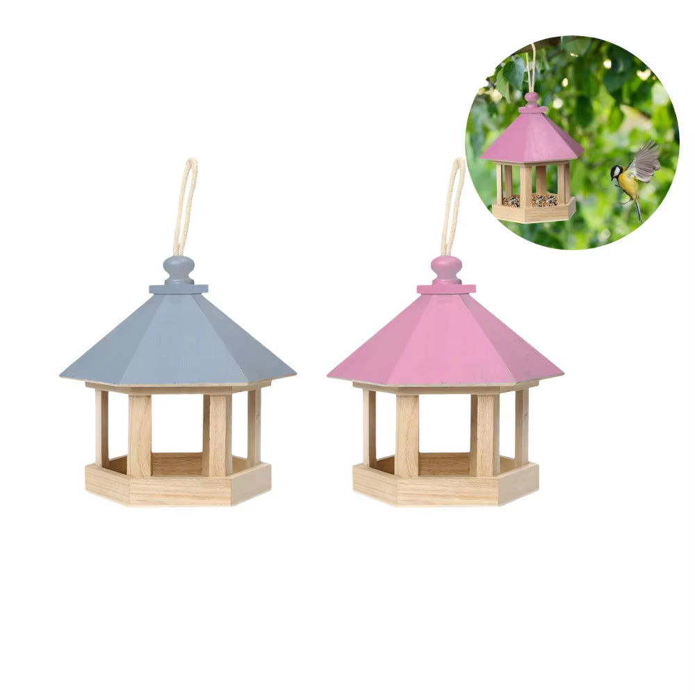 Yard Garden Window Hanging Ornaments Bird Feeder Wooden Birdhouse Parrot Cage Hanging Birdhouse for Garden Yard Outdoor Decor