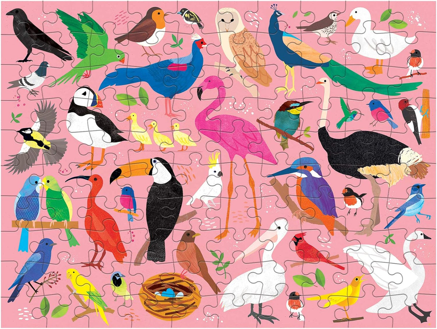 Bugs and Birds Double-Sided Puzzle, 100 Pieces, 22β X 16.5β β Perfect Family Puzzle for Ages 6+ - Colorful Illustrations of Birds on One Side and Bugs on the Other, Multicolor (0735363749)