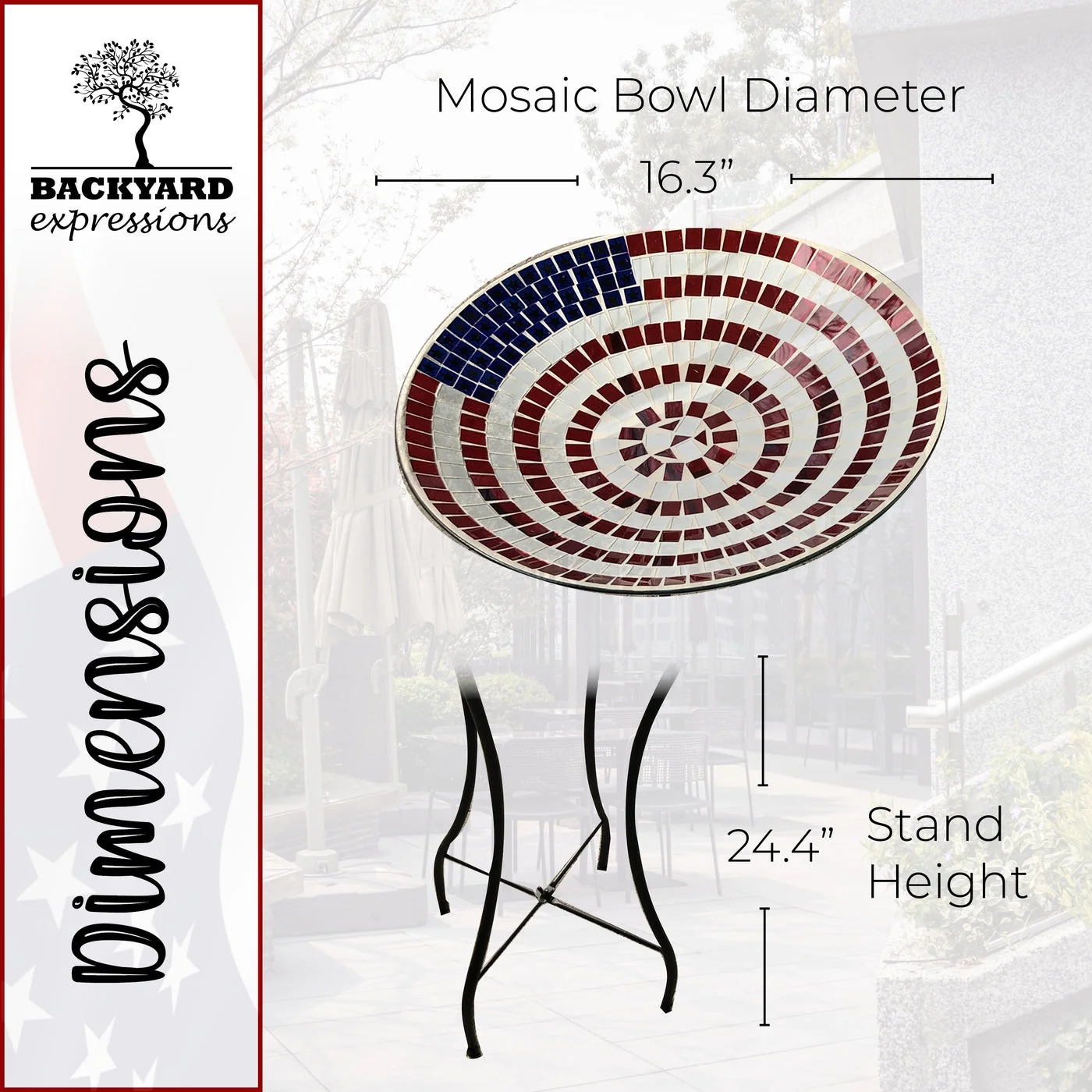 American Flag Birdbath