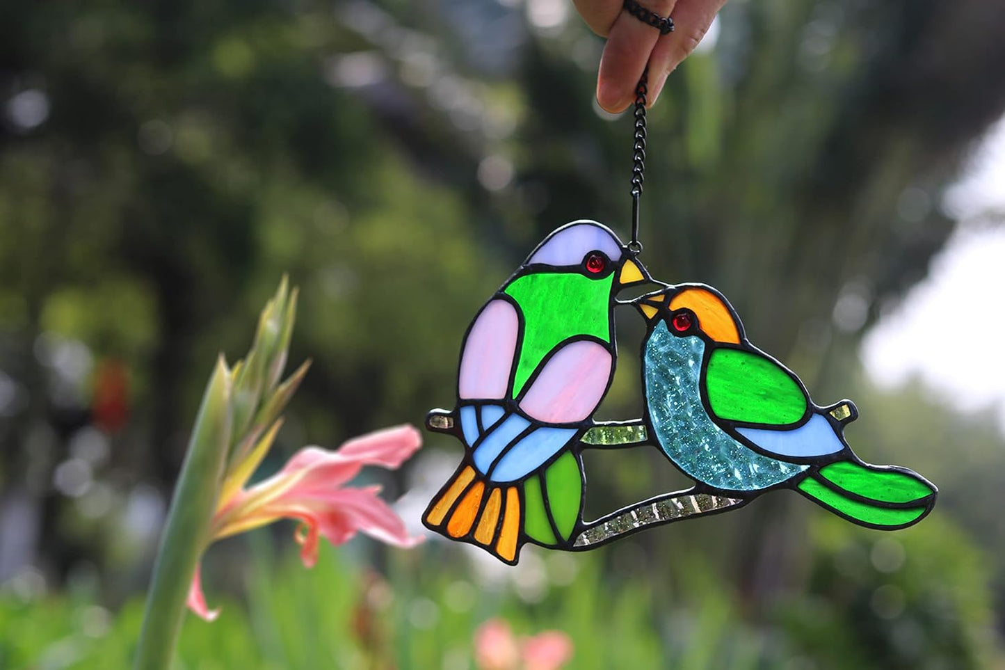"Love Birds" Stained Glass Suncatcher