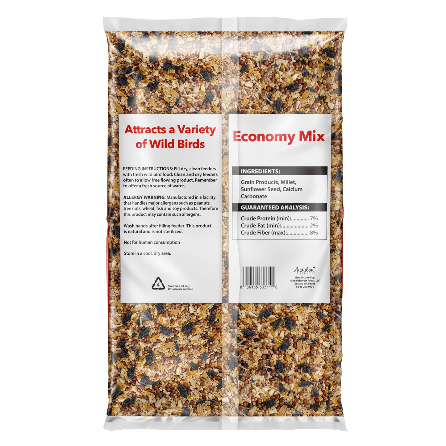 Economy Mix Wild Bird Feed, Dry, 1 Count per Pack, 10 Lb. Bag
