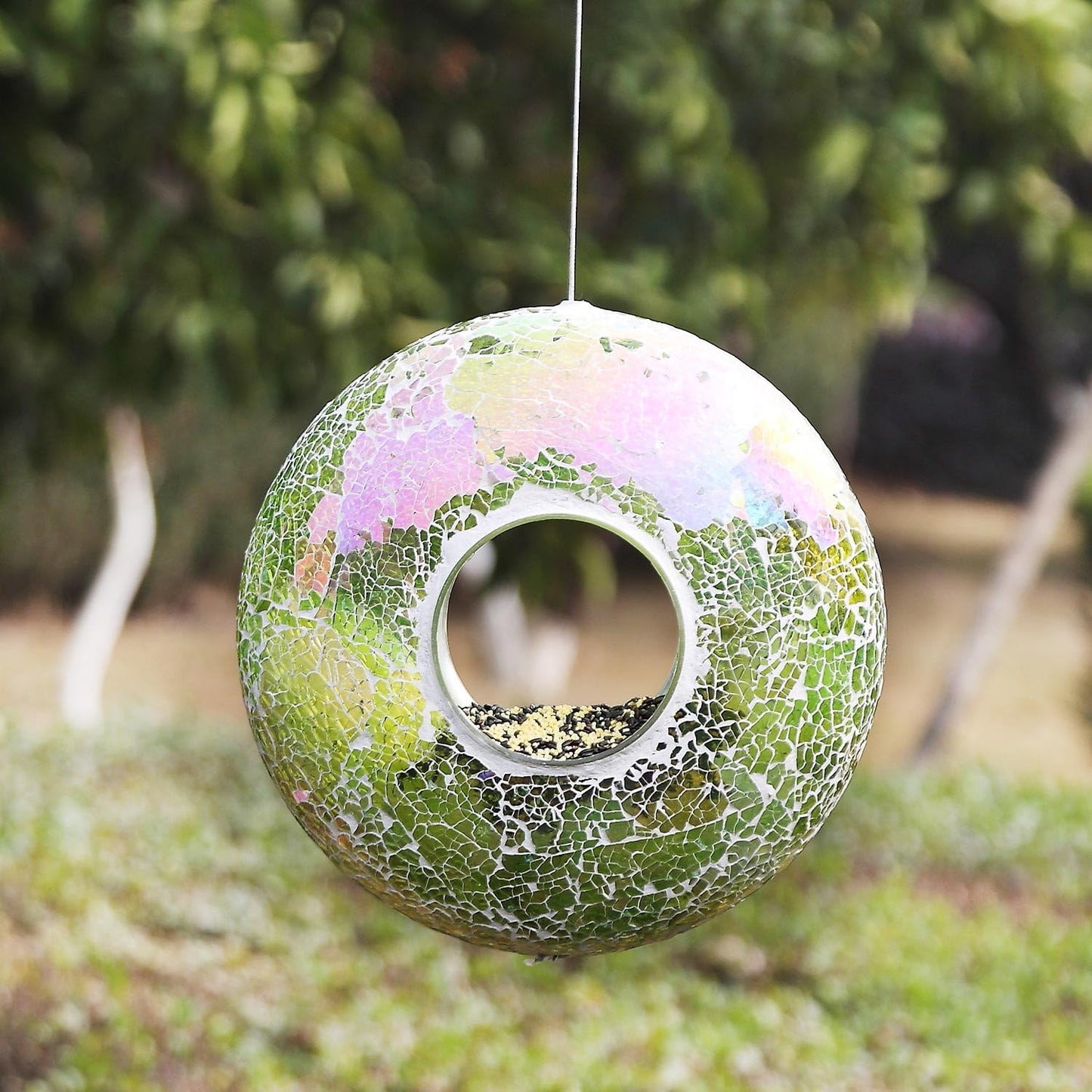 Peridot Green Mosaic Bird Feeder
