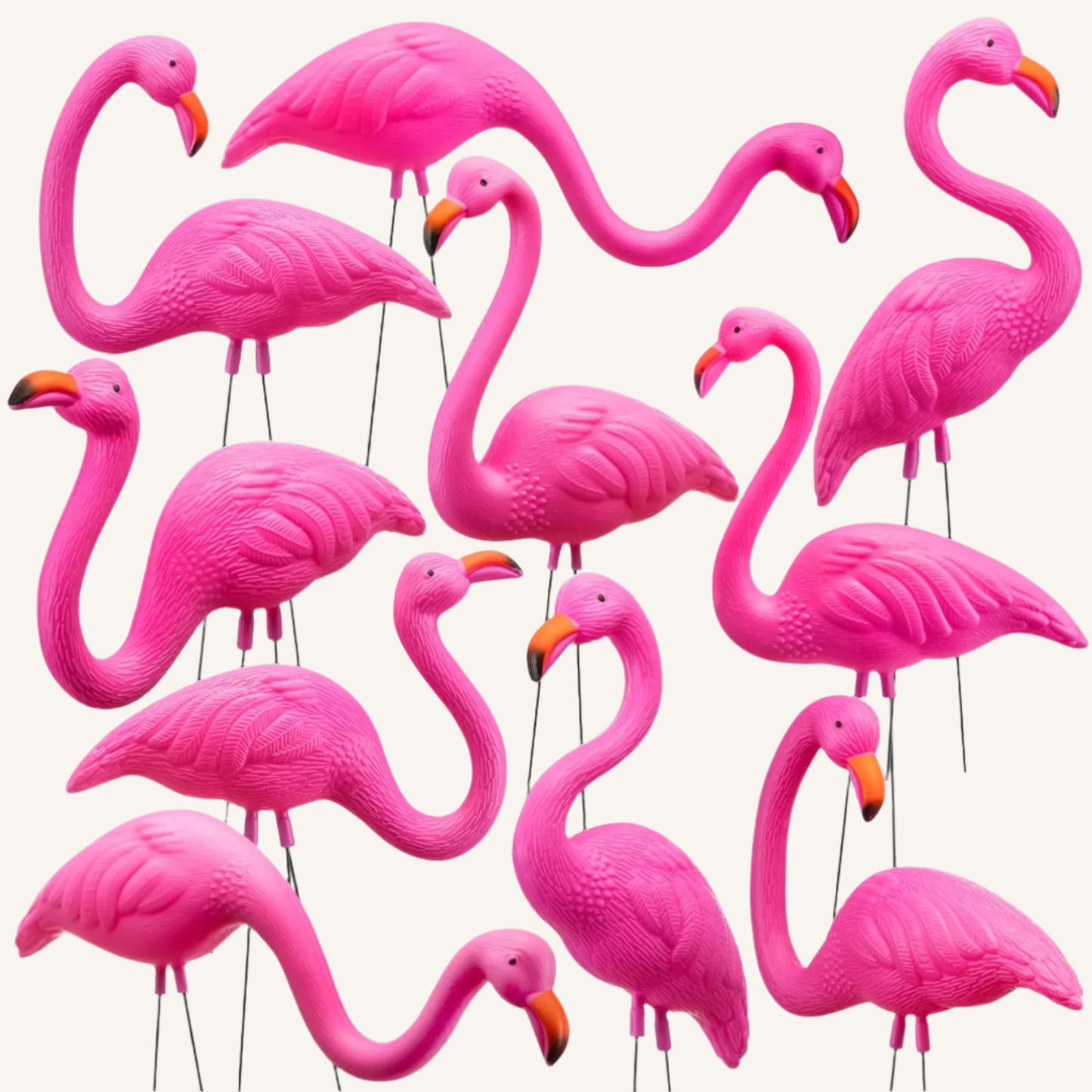 10 Pack Small Yard Flamingos Ornament Stakes Mini Pink Flamingo Yard Decor (3-10IN)