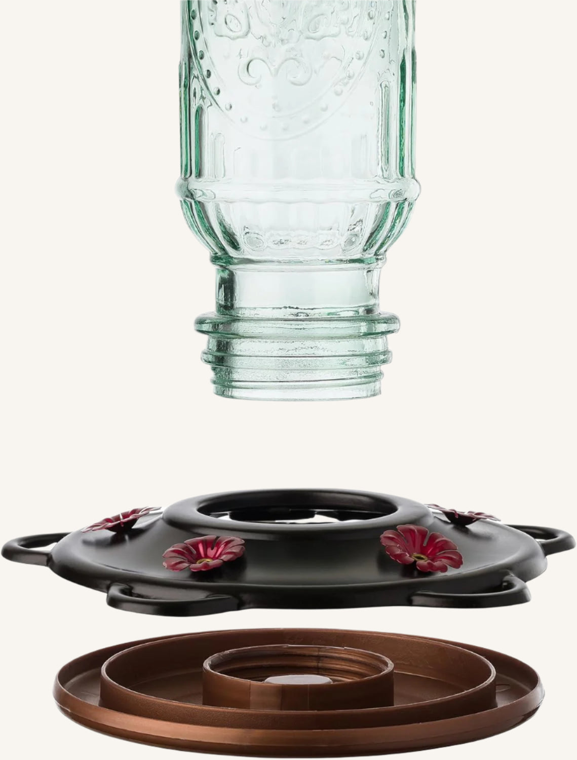 Vintage Hummingbird Feeder, Antique Glass Hummingbird Feeders for Outdoors, 5 Feeding Stations, 20 Ounces