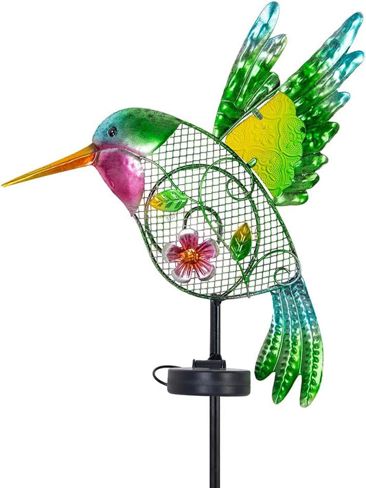 Solar Lights Pathway Outdoor Garden Metal Hummingbird Stake for Patio Yard