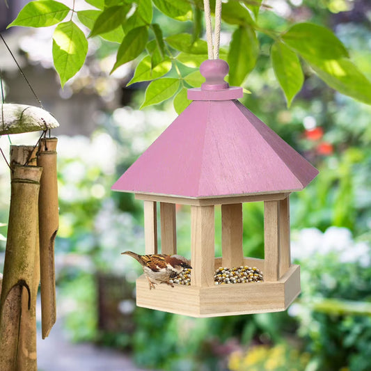 Yard Garden Window Hanging Ornaments Bird Feeder Wooden Birdhouse Parrot Cage Hanging Birdhouse for Garden Yard Outdoor Decor