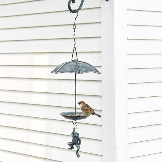 "Hanging Out" Frog Bird Feeder - Cast Iron