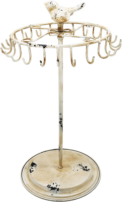 Rustic White Bird Rotating Necklace Holder Bracelet Stand/Jewelry Organizer/Jewelry Tree