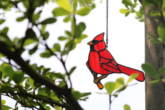 Cardinal Stained Glass Suncatcher