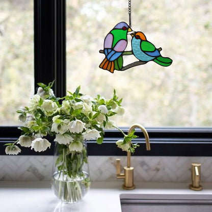 "Love Birds" Stained Glass Suncatcher