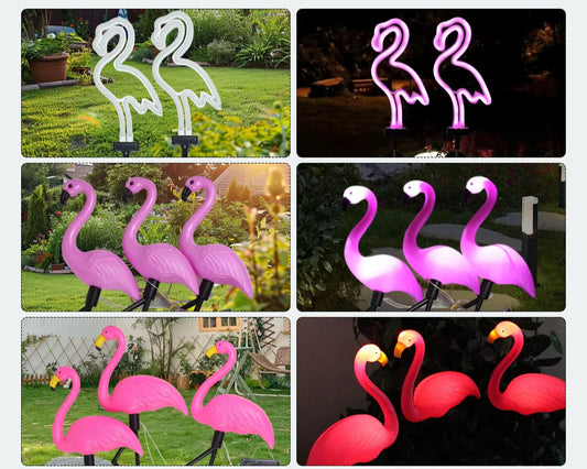 Group Flamingo Solar Light Waterproof Garden Stake Lamp Outdoor Courtyard Decoration Light Patio Walkway Light Lawn Light