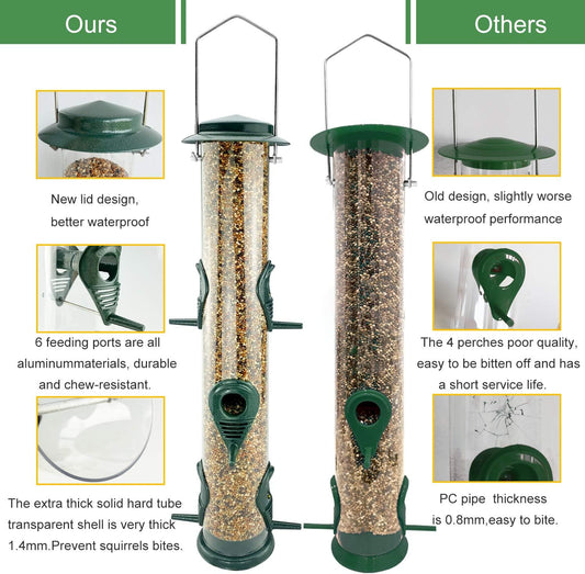 Tube Bird Feeder with 6 Perches
