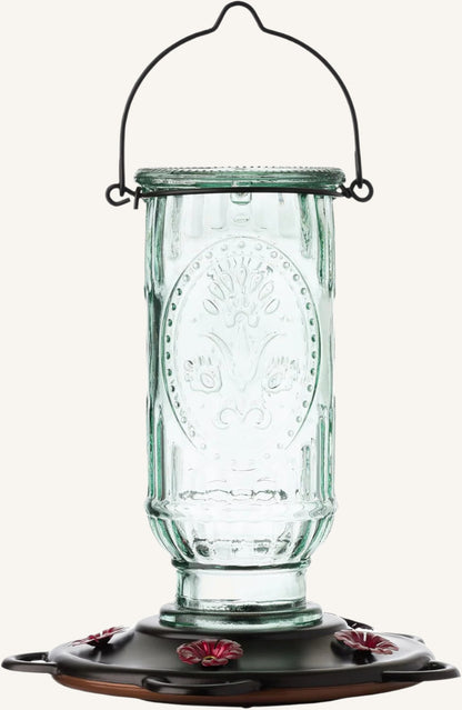 Vintage Hummingbird Feeder, Antique Glass Hummingbird Feeders for Outdoors, 5 Feeding Stations, 20 Ounces