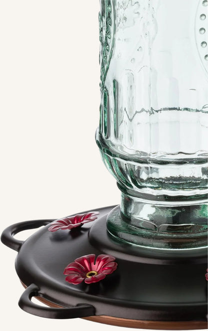Vintage Hummingbird Feeder, Antique Glass Hummingbird Feeders for Outdoors, 5 Feeding Stations, 20 Ounces