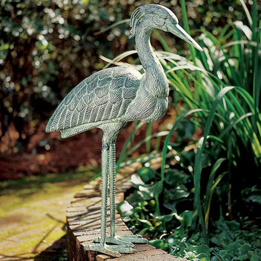 Stately Blue Heron Garden Statue