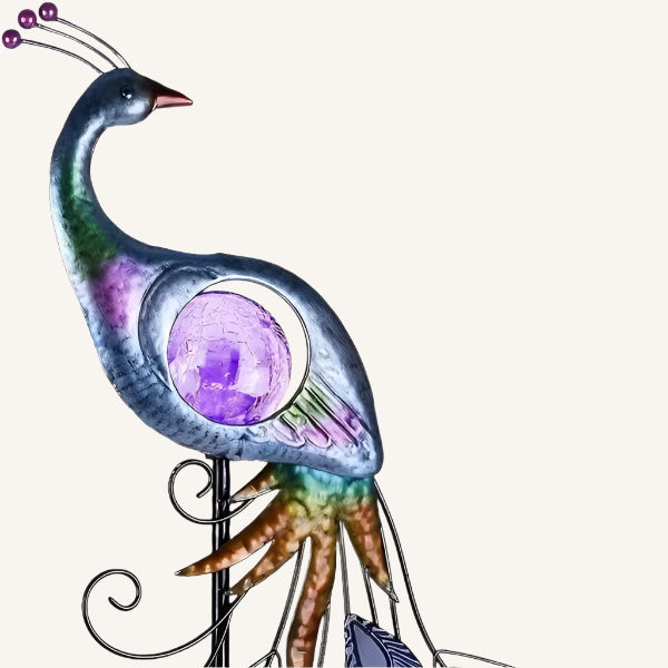 Peacock Garden Stake with Solar Lighting