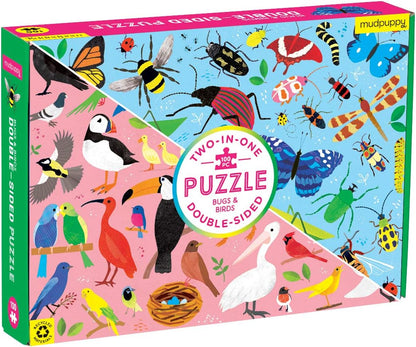 Bugs and Birds Double-Sided Puzzle, 100 Pieces, 22” X 16.5” – Perfect Family Puzzle for Ages 6+ - Colorful Illustrations of Birds on One Side and Bugs on the Other, Multicolor (0735363749)