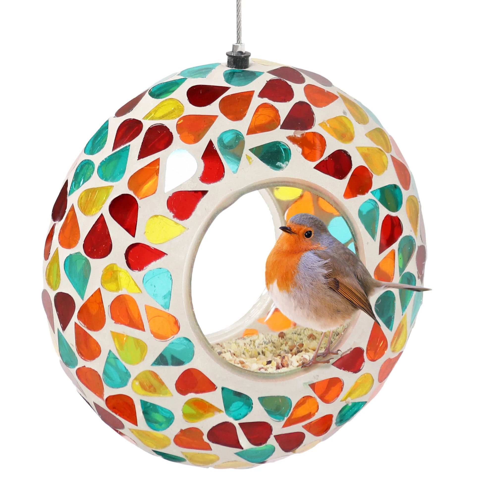 Mosaic Fly-Through Hanging Bird Feeder