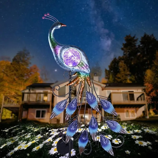 Peacock Garden Stake with Solar Lighting