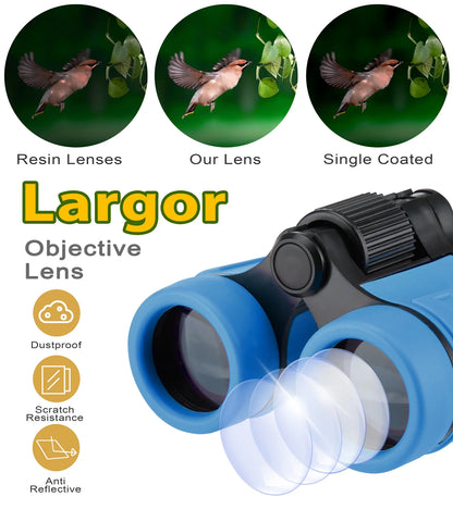 Binoculars for Kids, Kids Binoculars for 3-12 Years Boys and Girls Toys Gifts Optics Shockproof Toy Binoculars for Bird Watching, Educational Insights, Camping, Science, Detective