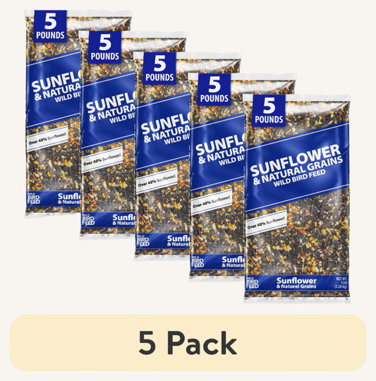 Sunflower & Natural Grains Wild Bird Feed, 5 Lb - Pack of 5
