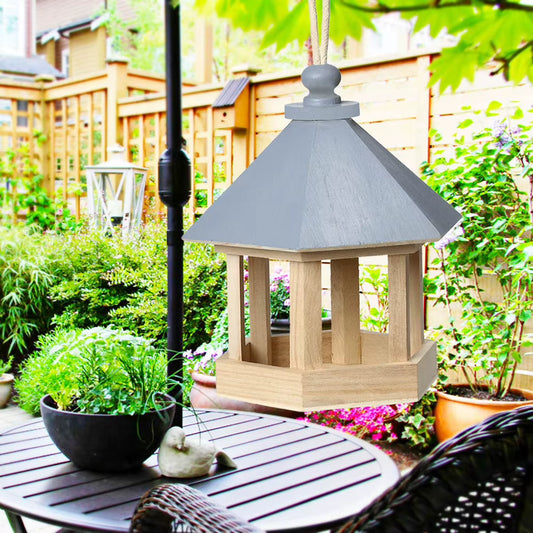 Yard Garden Window Hanging Ornaments Bird Feeder Wooden Birdhouse Parrot Cage Hanging Birdhouse for Garden Yard Outdoor Decor