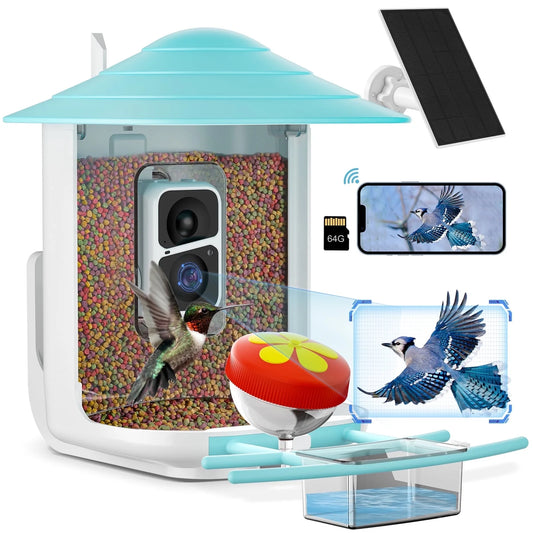 Smart Bird Feeder Camera, Auto Capture Bird Videos & Motion Detection, Solar-Powered Charging Wireless Bird Watching Camera, Ideal Present for Bird Lover