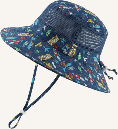 UPF50+ Wide Brim Sun Hat Boys Girls Sun Protection Hat Zoo Beach Swim Safari Bucket Hat for Baby Toddler Kid