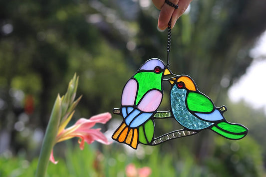 "Love Birds" Stained Glass Suncatcher