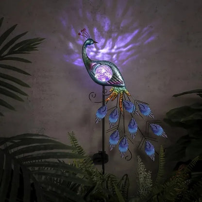 Peacock Garden Stake with Solar Lighting