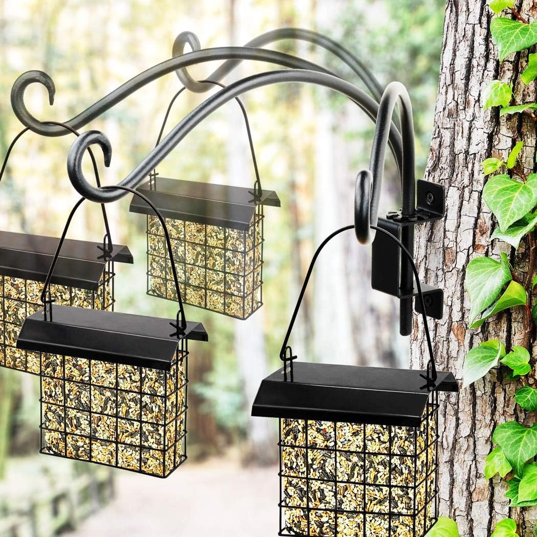Bird Feeder Hangers Outdoor: 12-Inch Swivel Hanging Plant Bracket for Wall Mount - Swivel Plant Hook for Flower Basket