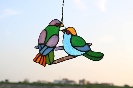 "Love Birds" Stained Glass Suncatcher